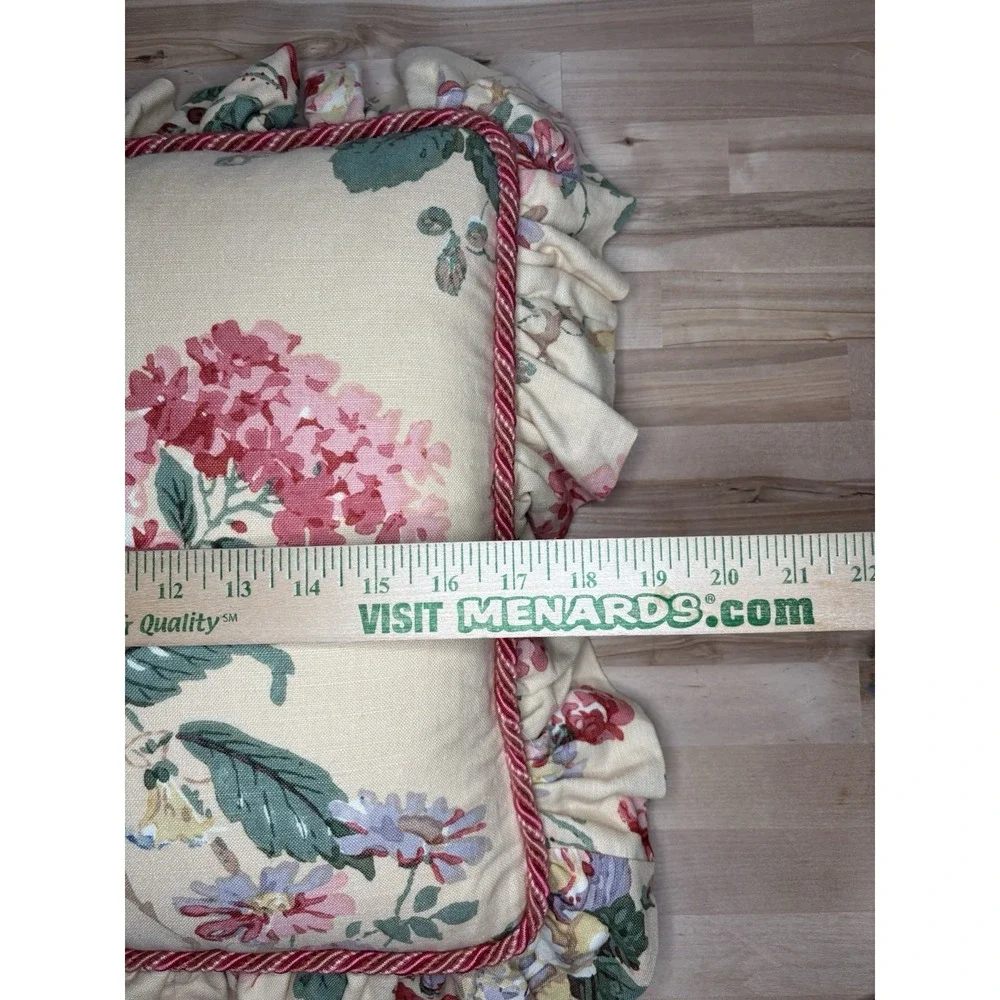 VTG Floral Shabby Chic Ruffled Corded Pillows 18x18 Set of 3 Granny/Cottage Core